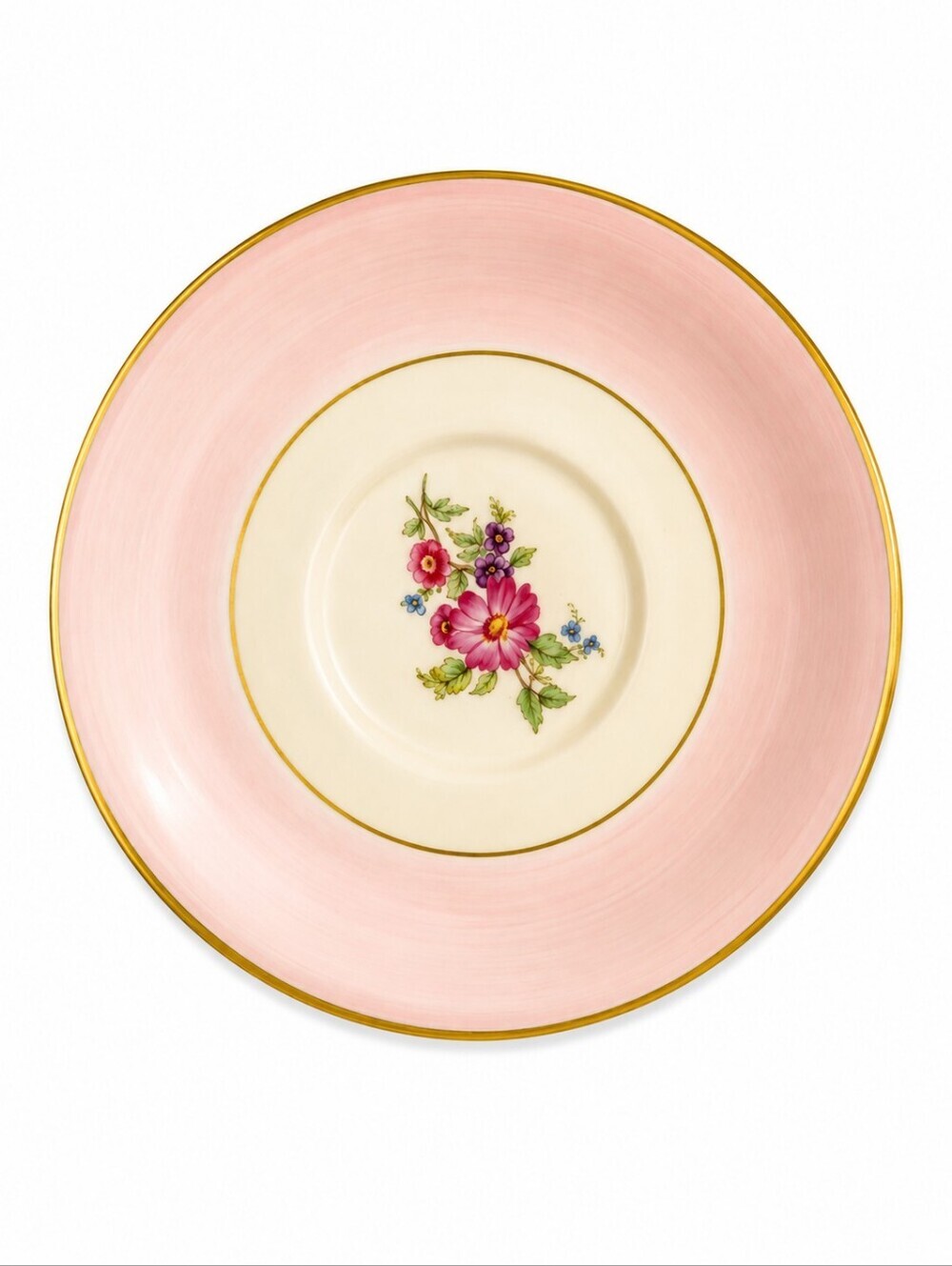 3/$30 EDGERTON Vintage Porcelain Pastel Pink Floral Saucer Plate